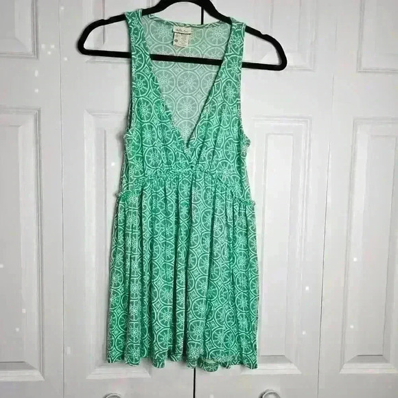 Matilda Jane Dress Womens Small Green Sleeveless Deep V Neck Midi Sundress Tunic - Picture 1 of 6